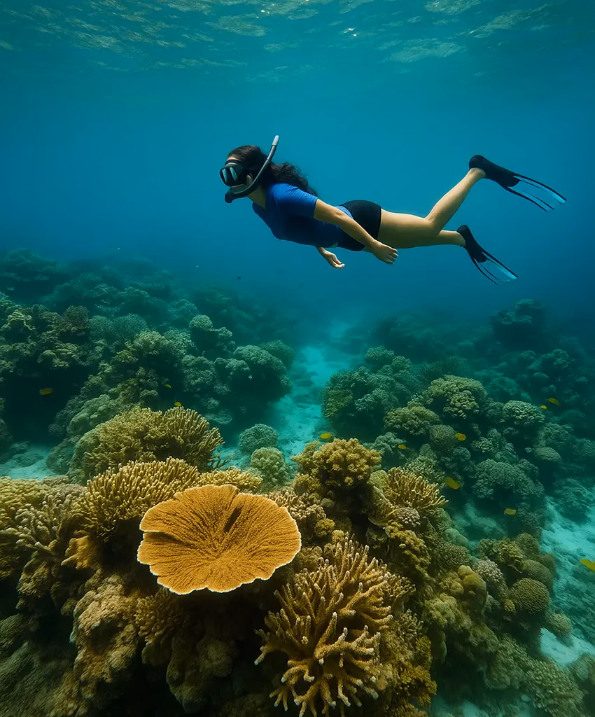 Snorkeling at Coral Gardens in Coron - an eco-tourism destination in Palawan, Philippines.