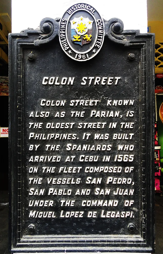 Marker for Colon Street. It is remembered as the oldest street in the Philippines.