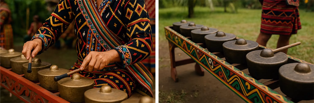 A Kulintang player performing traditional Mindanao music in the Philippines.