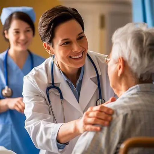A senior with a list of prescriptions is talking with a nurse in a modern Philippine hospital.