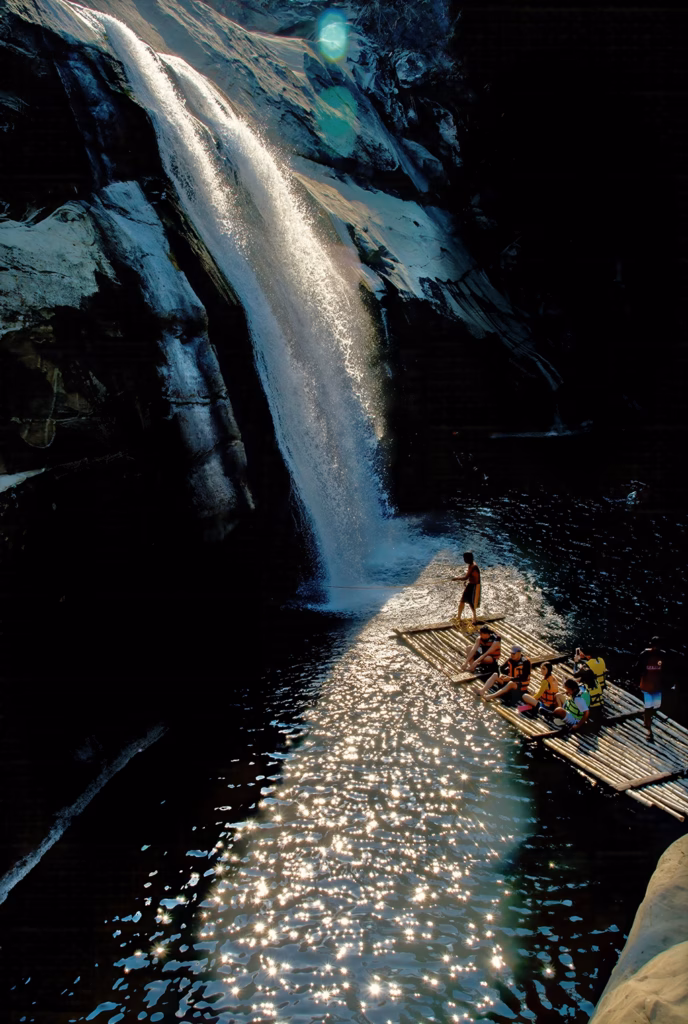 A 40 ft to 50 ft high waterfall situated in the mountainous part of San Gabriel, La Union, Philippines. You may refresh yourself by dipping into the ice-cold water of Tangadan Falls, or you can ride on a bamboo raft to take you closer to the wild, rustling, cascading water from the top of the falls.