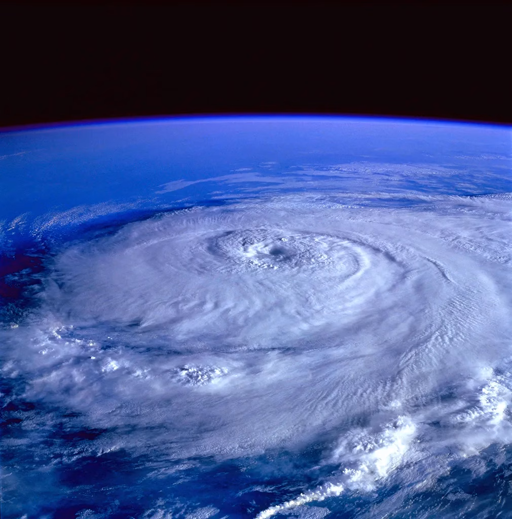 A large typhoon as seen from orbit. This is a very large and well defined storm.