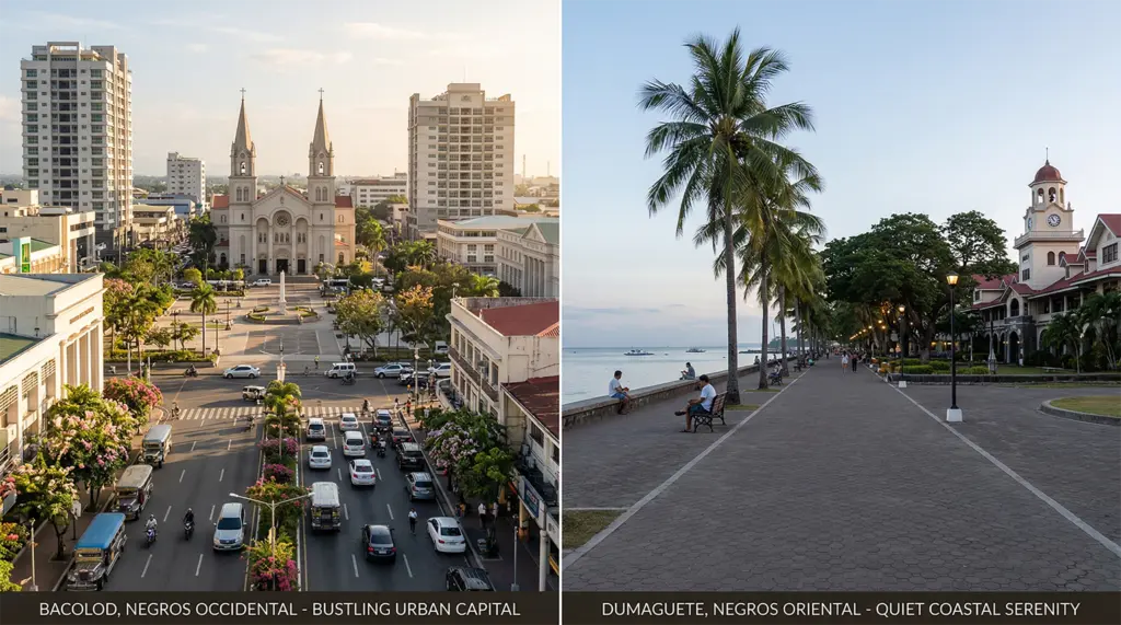Bacolod Negros Occidental, cityscape, Dumaguete Negros Oriental, seafront, Philippines, Visayas
