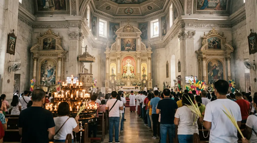 Basilica del Santo Niño interior Sinulog Festival Cebu devotees candlelight Philippines