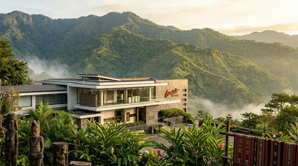 BenCab Museum building in Baguio City with Cordillera mountain views