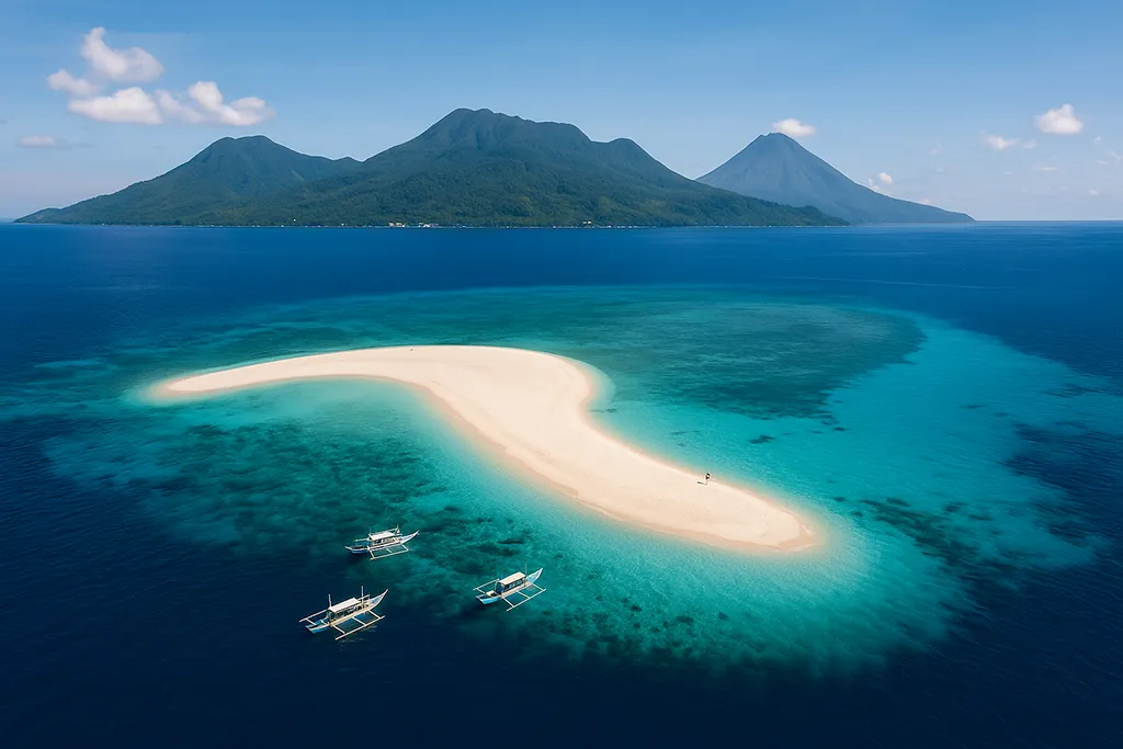 White Island sandbar with volcano view, Camiguin, Philippines.