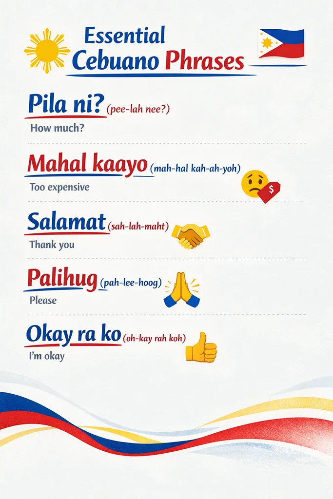 Infographic: Essential Cebuano phrases for travelers visiting Malapascua Island and Philippines
