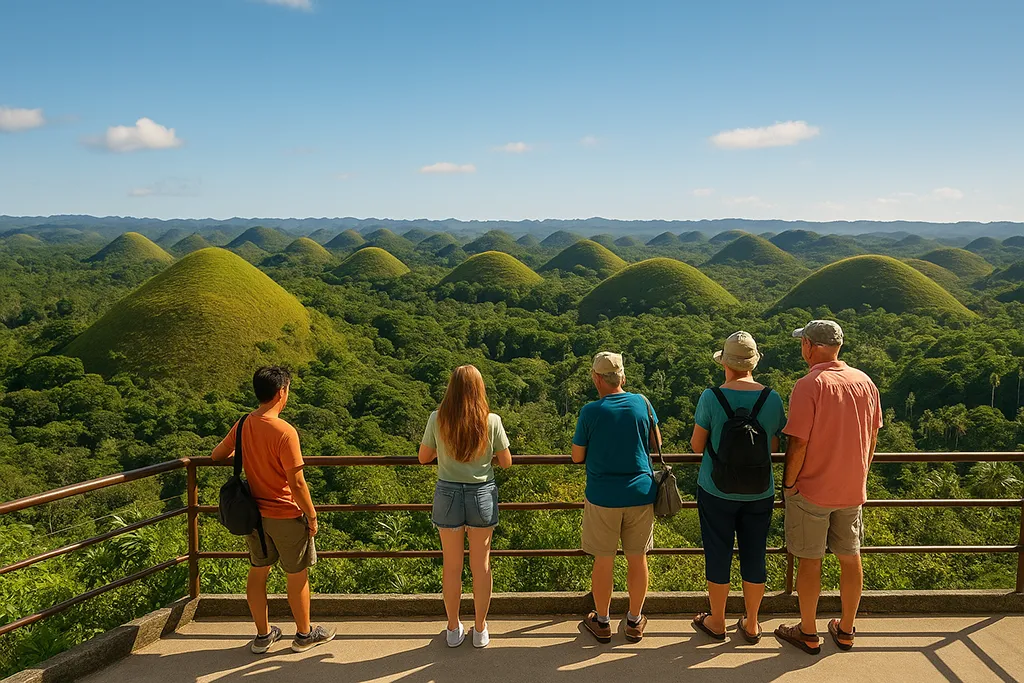 Aerial view of Chocolate Hills in Bohol, Philippines.