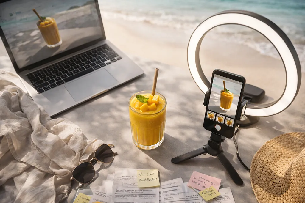 Behind the scenes of digital nomad Instagram photo setup in Philippines