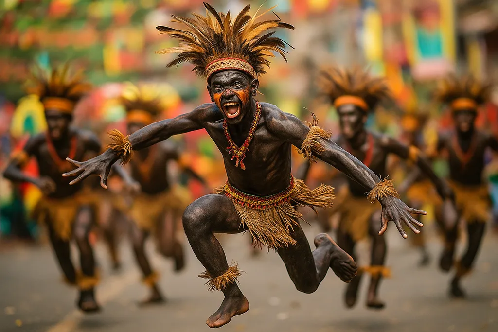 Ati warrior dancer at Dinagyang Festival in Iloilo.