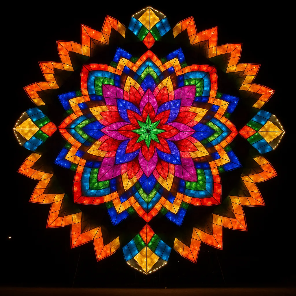 Massive illuminated parol lantern glowing at Giant Lantern Festival Pampanga