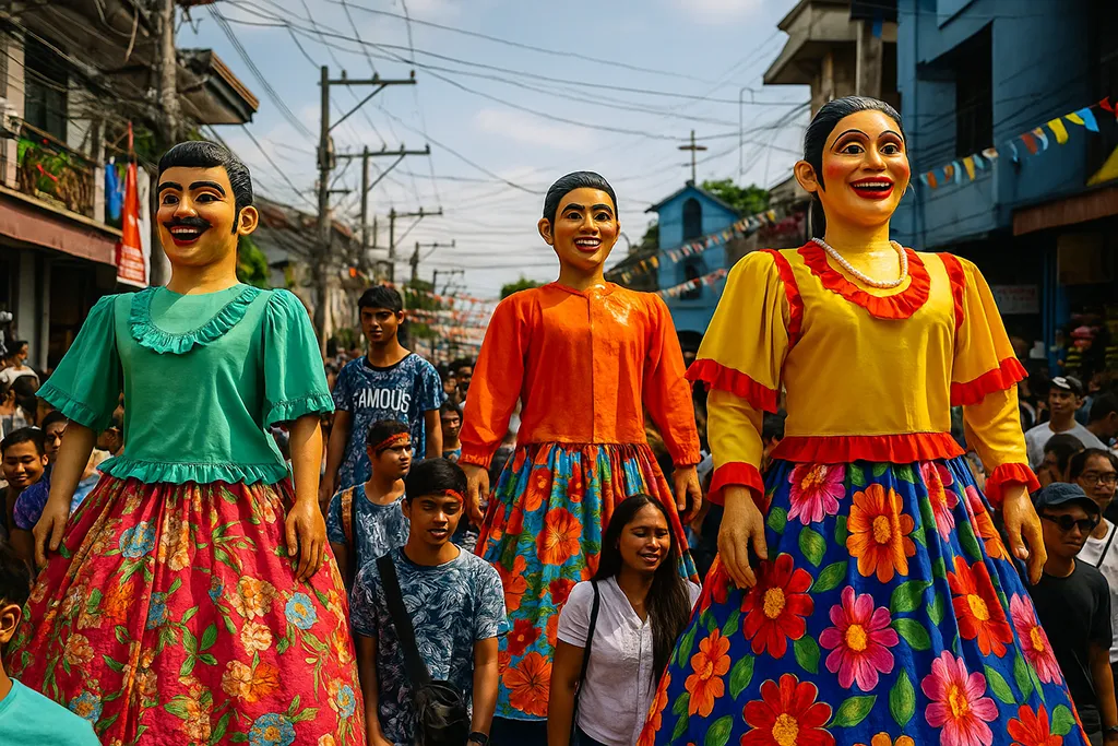 Papier-mâché giants parading at the Higantes Festival in Angono Rizal