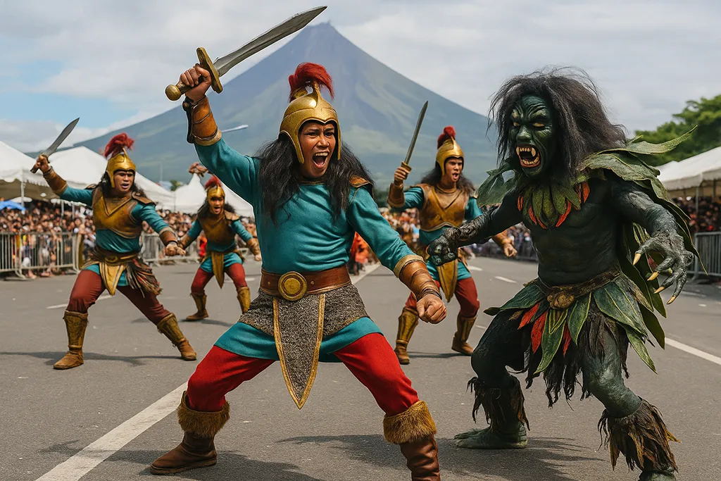 Performers dressed as heroes and monsters at Ibalong Festival Legazpi