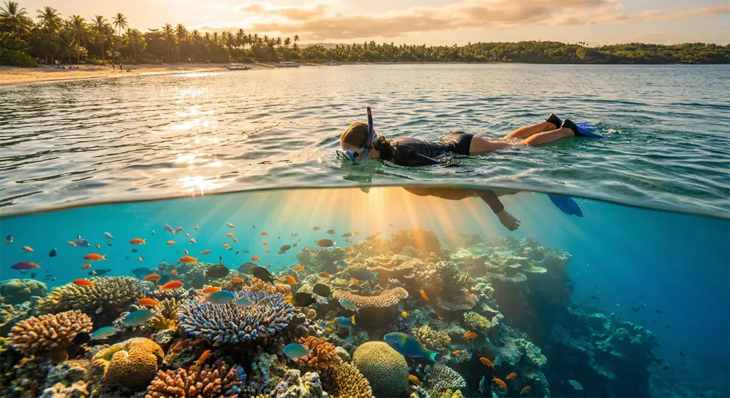 Snorkeling at Koh Kradan eastern reef, Hat Chao Mai National Park Thailand