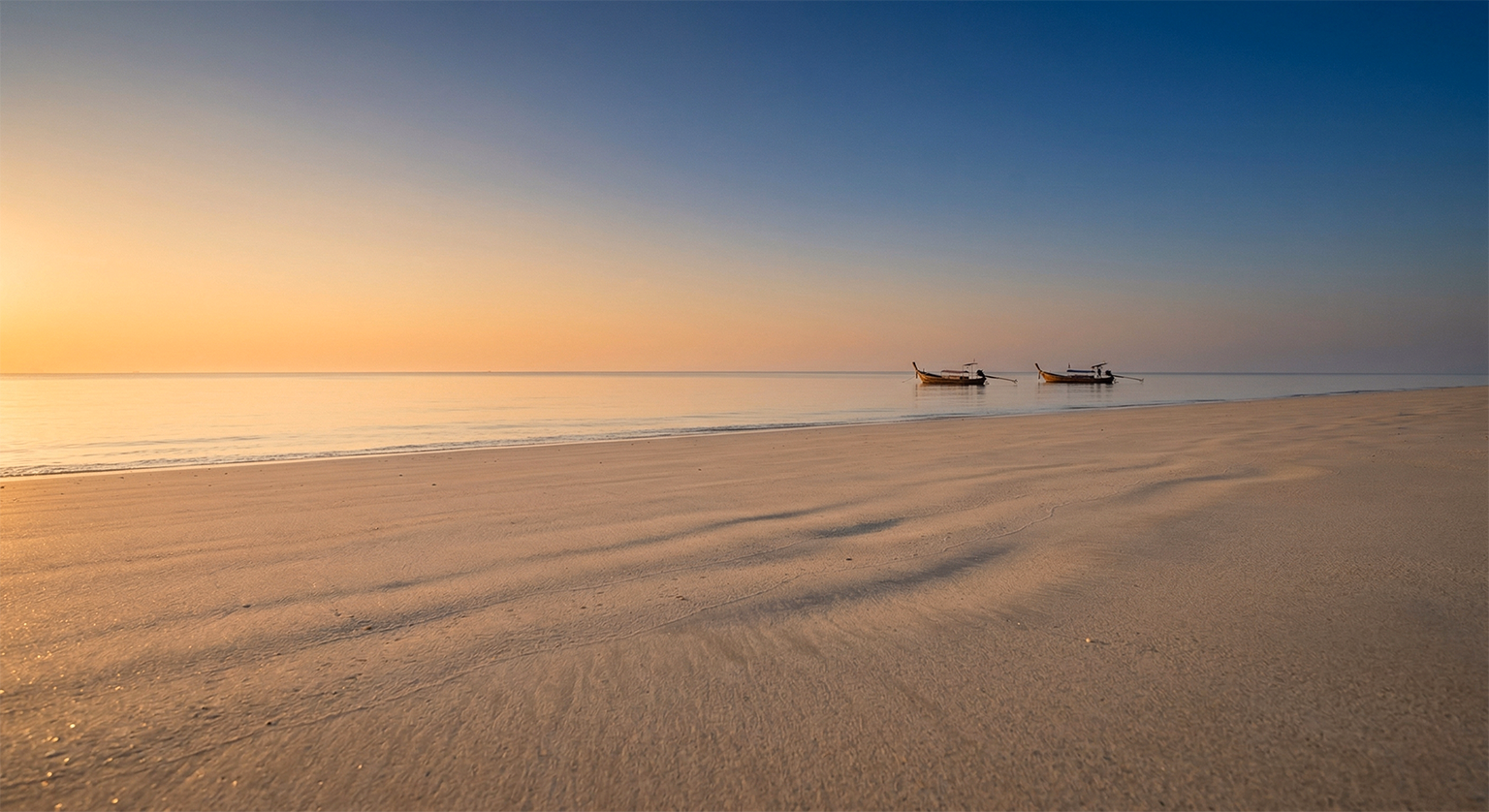 Koh Kradan western beach at sunset, Trang Province, Thailand hidden beaches