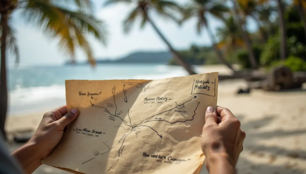 Hand-drawn local directions to secret beach Philippines cultural exchange