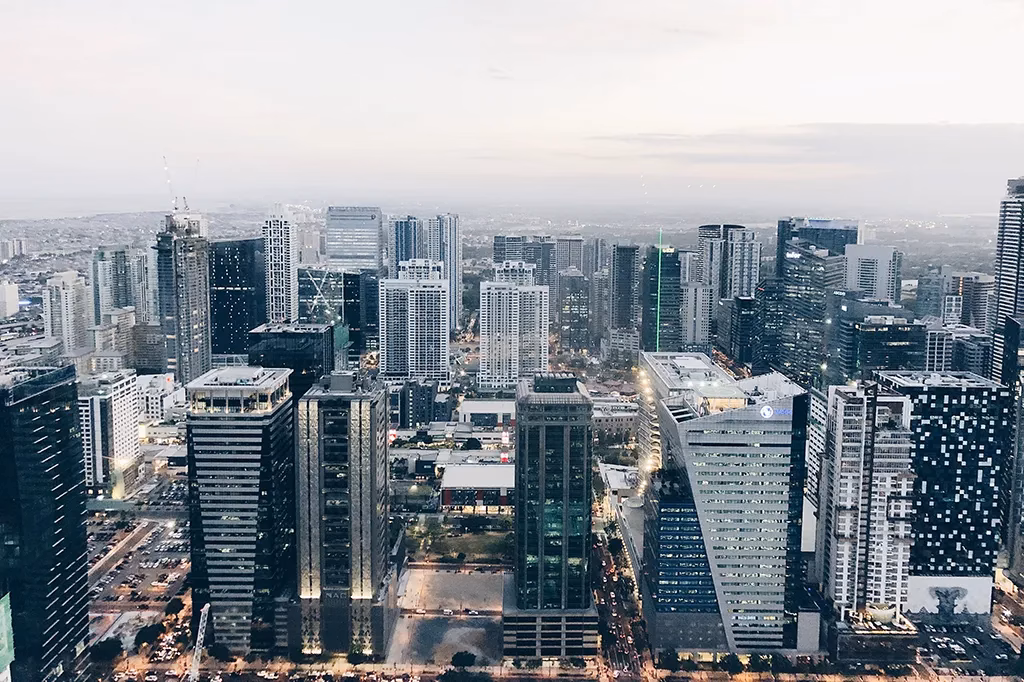 A picture of a modern business area in Metro Manila. This is a picture of Bonifacio Global City, Taguig, Metro Manila, Philippines.