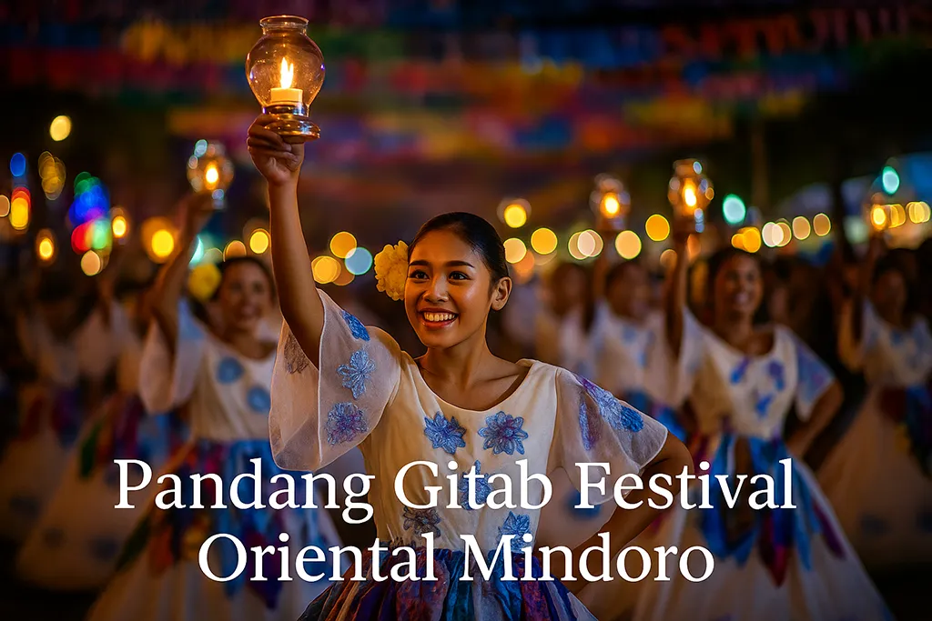 Women performing the traditional lantern dance during the Pandang Gitab Festival in Oriental Mindoro, Philippines.