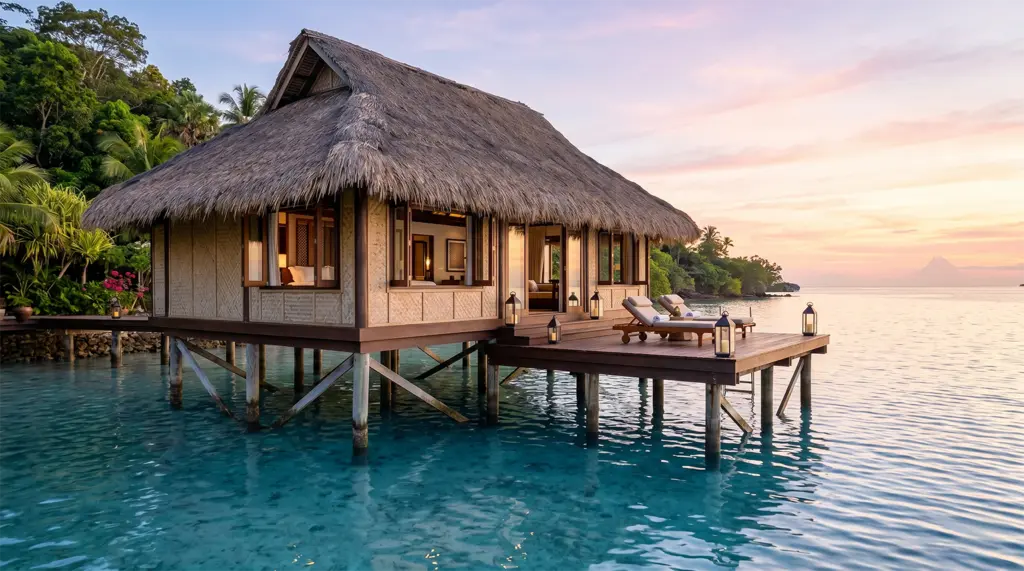 Overwater villa at Pearl Farm Beach Resort on Malipano Island, Samal, Davao