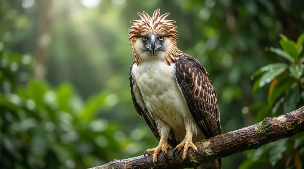 Philippine eagle perched in an enclosure at the Philippine Eagle Center in Calinan, Davao