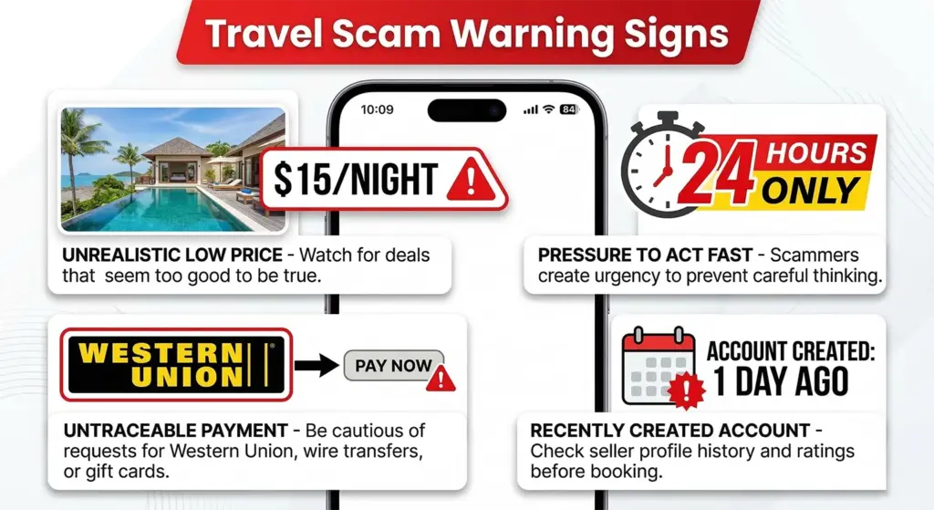 Red flags warning signs for spotting fake Philippines travel offers on Facebook