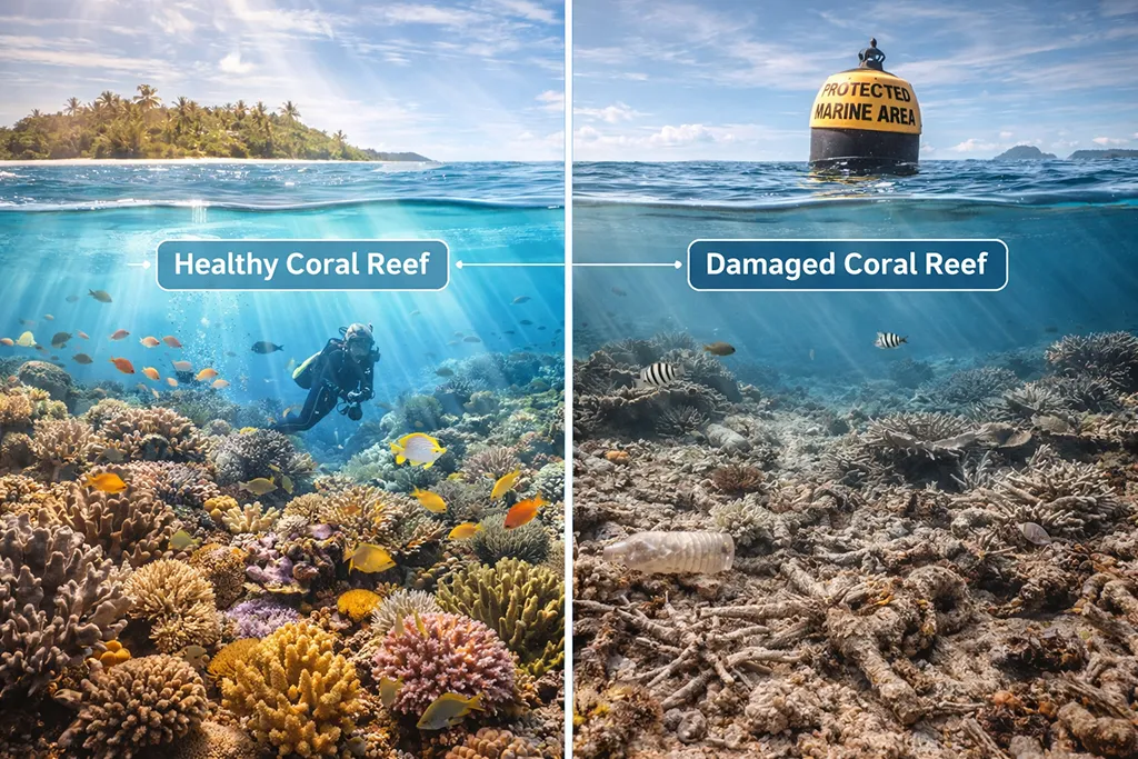 Environmental impact of responsible versus irresponsible tourism on Philippine coral reefs and marine ecosystems