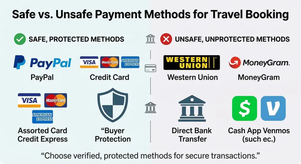 Safe payment methods comparison for Philippines travel bookings to avoid scams