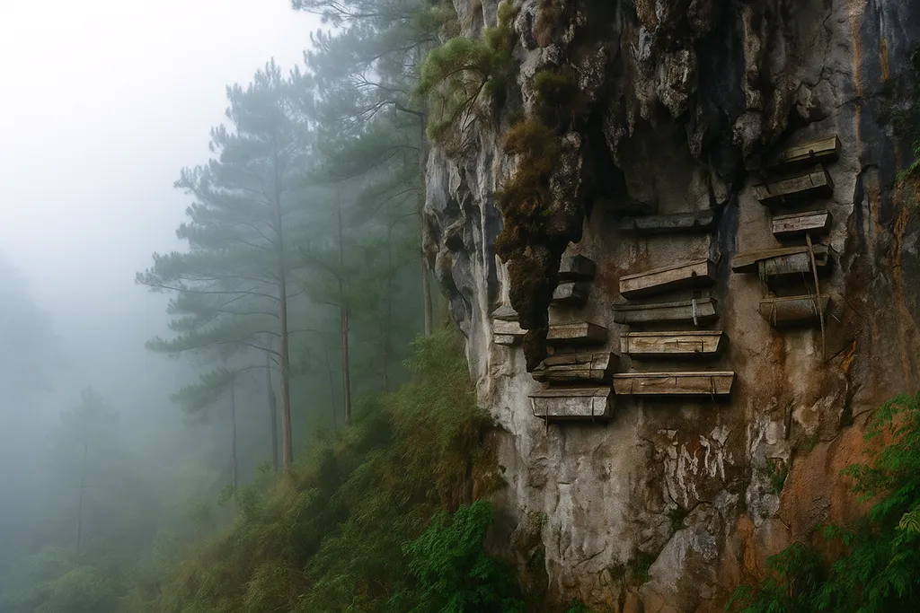 Sagada hanging coffins, hidden in Luzon, Philippines.