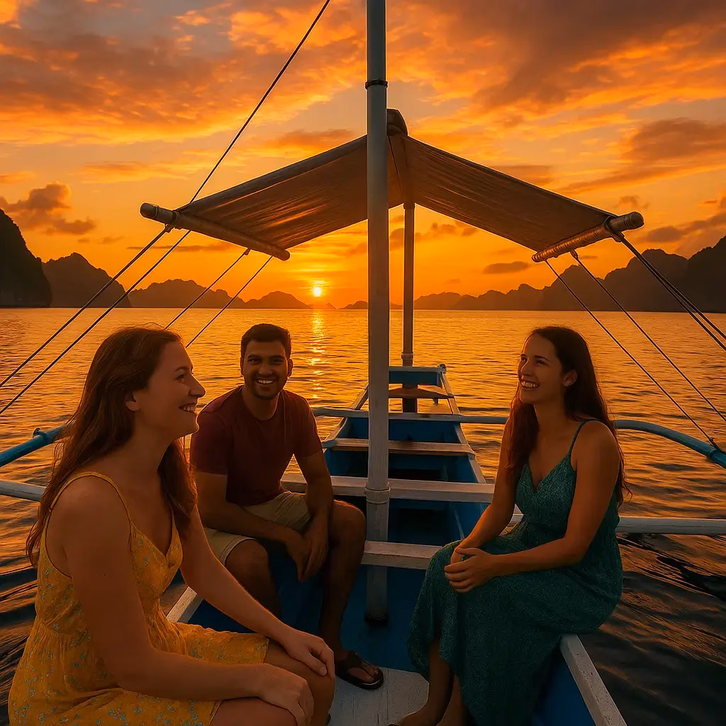 Budget-friendly sunset cruise in Coron, Philippines.