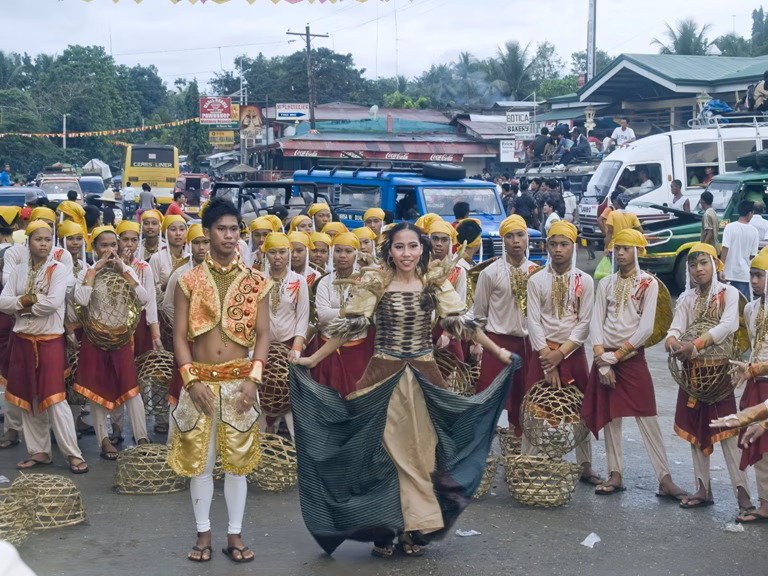 A dance group practicing at the 2009 Mabinay Langub Festival.